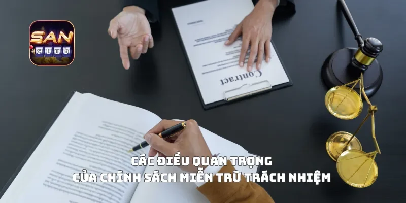 Các điều quan trọng của chính sách miễn trừ trách nhiệm